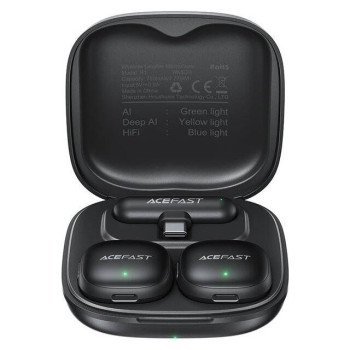 Acefast R1 Dual Wireless Lavalier Mic 1 or 2 Mics (Black)