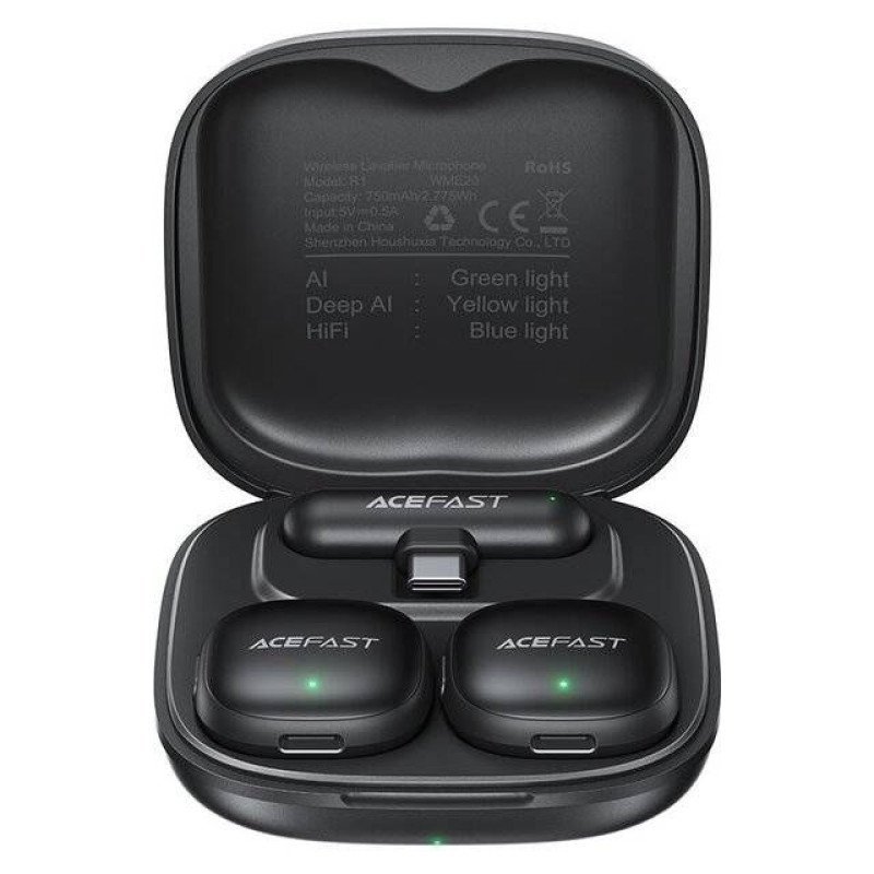Acefast R1 Dual Wireless Lavalier Mic 1 or 2 Mics (Black) Acefast R1 Dual Wireless Lavalier Mic 1 or 2 Mics (Black)