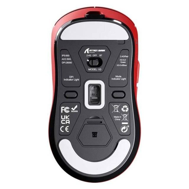 Attack Shark X3 [Wired-2.4G-BT5.4] Wireless Mouse (Red)