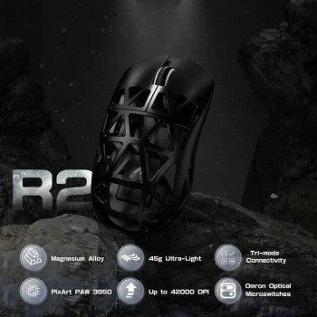 Attack Shark R2 [Wired-2.4G-BT5.1] Mouse (Black)