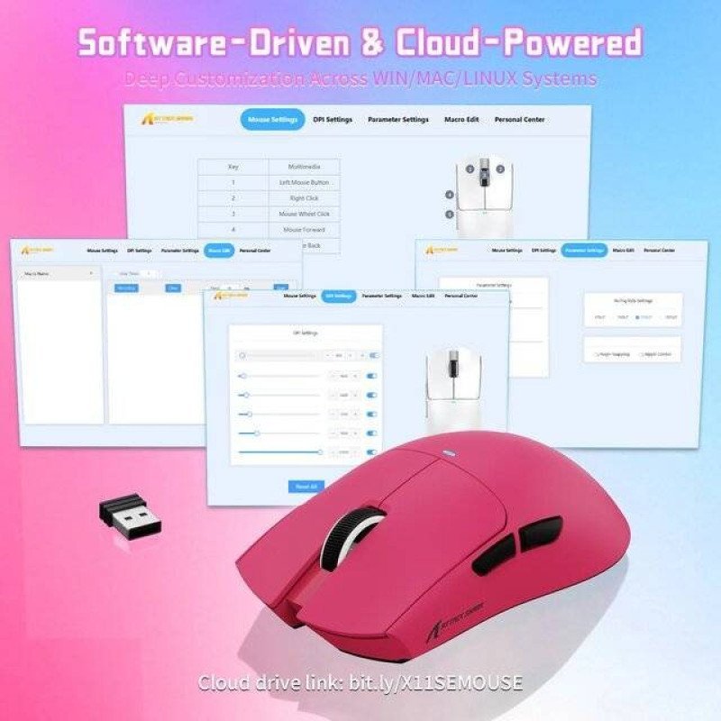 Attack Shark X11SE [Wired-2.4G-BT] Mouse (Berry Red)