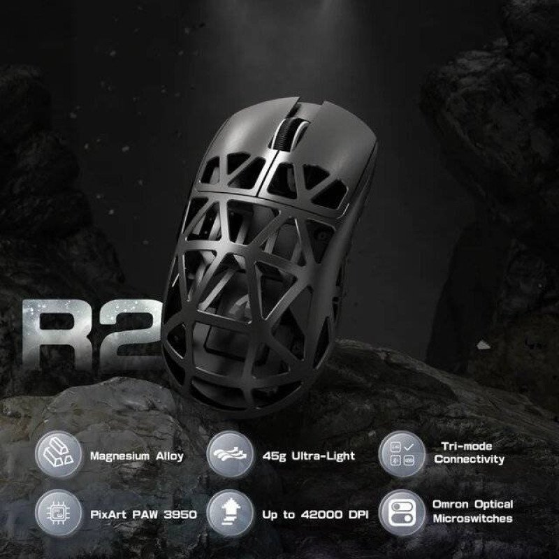 Attack Shark R2 [Wired-2.4G-BT5.1] Wireless Mouse (Sliver Grey)