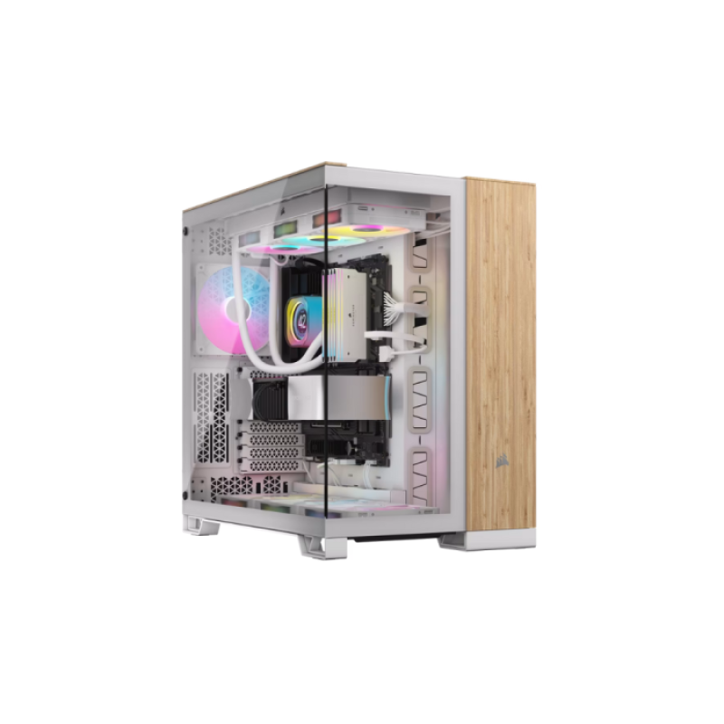 CORSAIR 6500X TEMPERED GLASS MT BAMBOO WOOD CASE RGB