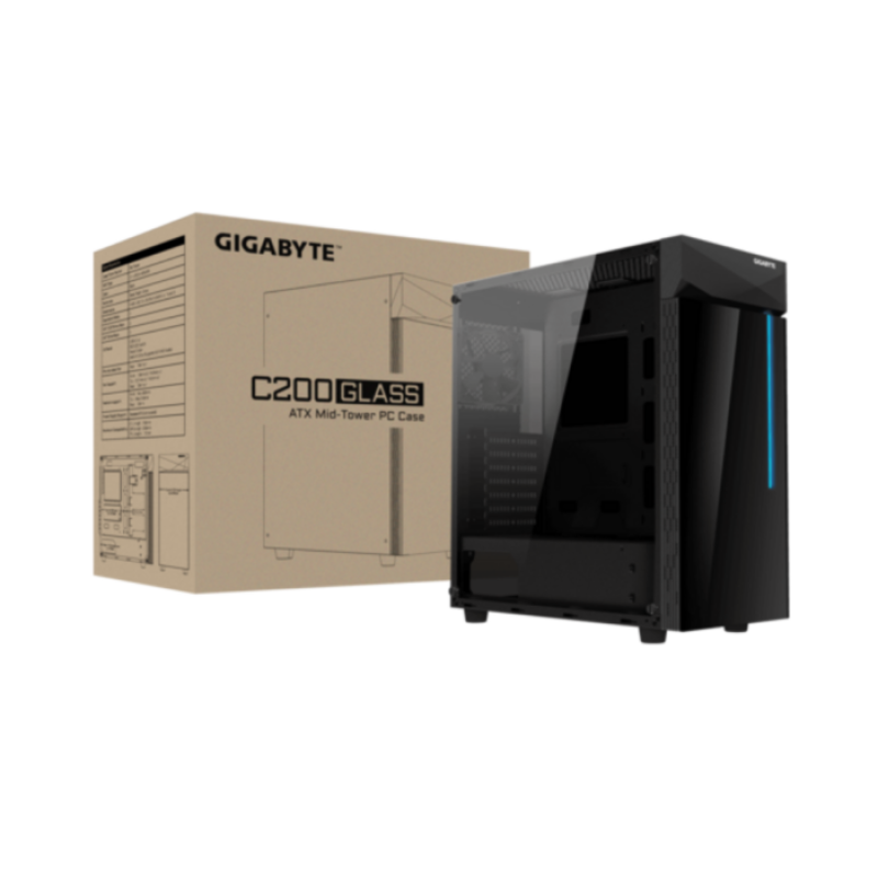 CASE GIGABYTE C200G GLASS BLACK CASE GIGABYTE C200G GLASS BLACK