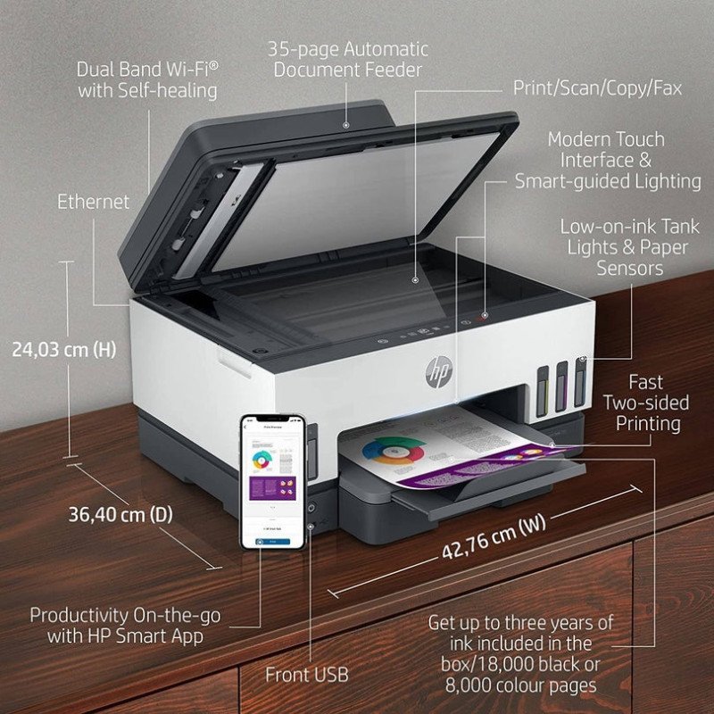 HP Smart Tank 790 All In One Printer, Auto Duplex Printing, W ADF & Magic Touch Panel HP Smart Tank 790 All In One Printer, Auto Duplex Printing, W ADF & Magic Touch Panel