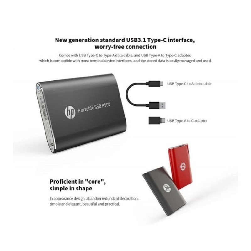 HP SSD P500 Series 250GB Portable SSD External Storage