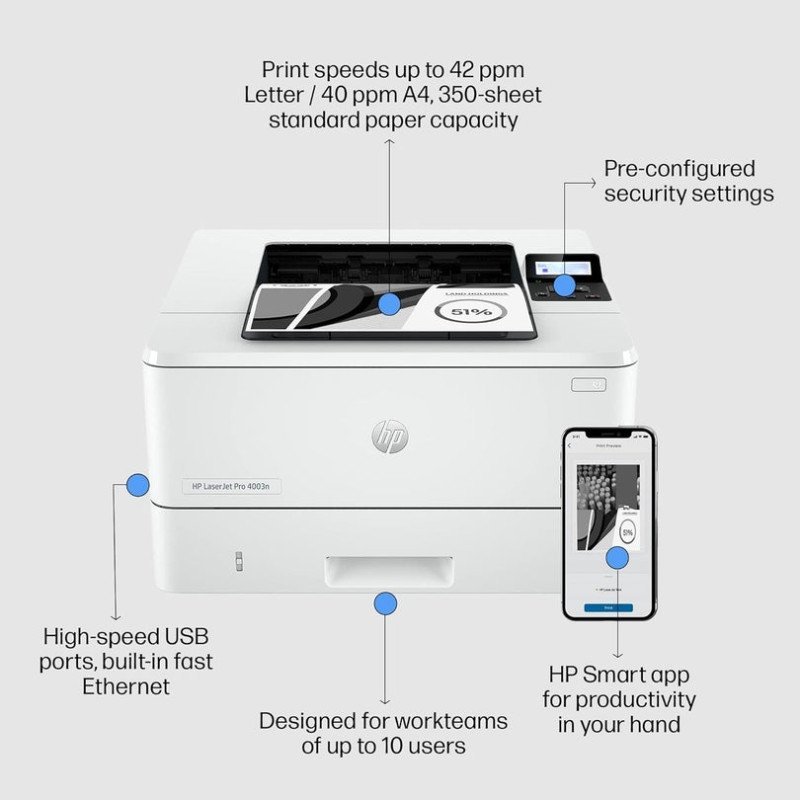 HP LaserJet Pro 4003n Printer - Print: up to 42 ppm black, Hi-Speed USB 2.0 Vendor: HP Type: Printers SKU: 2Z611A HP LaserJet Pro 4003n Printer - Print: up to 42 ppm black, Hi-Speed USB 2.0 Vendor: HP Type: Printers SKU: 2Z611A