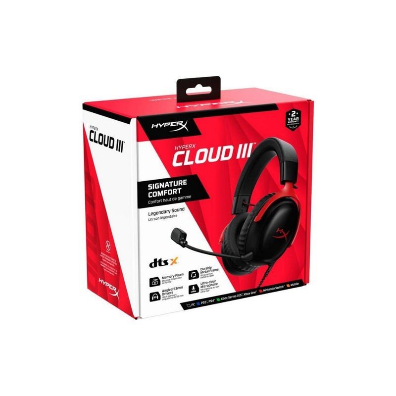 HyperX Cloud III Wired Gaming Headset - Black & Red