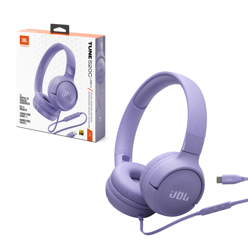 JBL Tune 520C USB-C Hi-Res Wired On-ear headphones - Purple