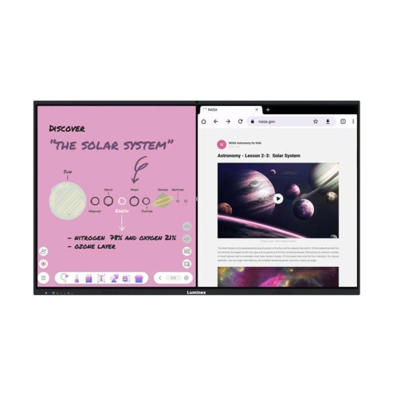 Luminex 85-Inch 4K UHD & AI Built-in Camera Smart Interactive Whiteboard, Android 15.0, RAM 16GB, Storage 256GB