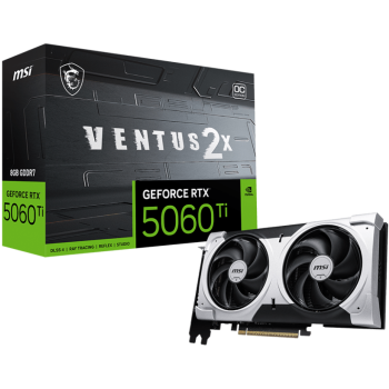 MSI GeForce RTX 5060 Ti 8GB GDDR7 VENTUS 2X OC PLUS GPU – 4608 CUDA, 2600 MHz Boost, PCIe 5.0, DP 2.1b × 3, HDMI 2.1b, Dual‑Fan Stormforce Cooling