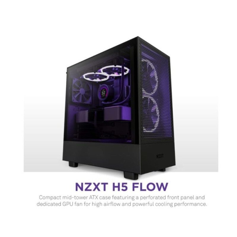 NZXT H5 FLOW EDITION ATX MID TOWER CASE – BLACK