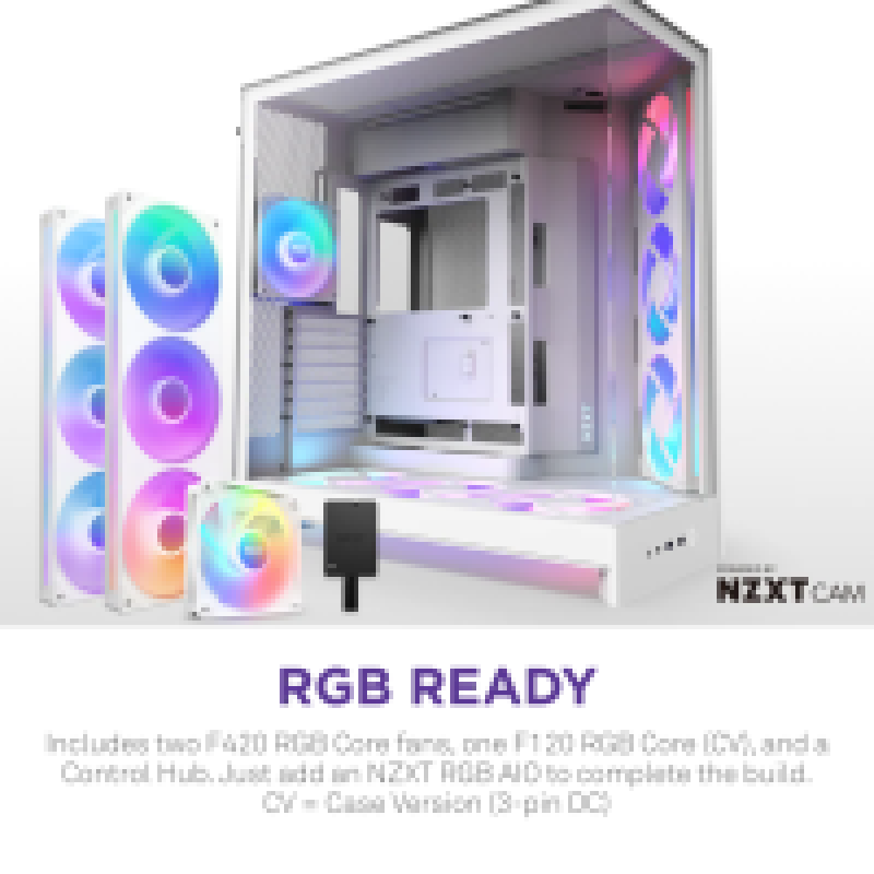 NZXT H9 FLOW RGB+ DUAL-CHAMBER MID TOWER Airflow With CONTROL HUB White CASE