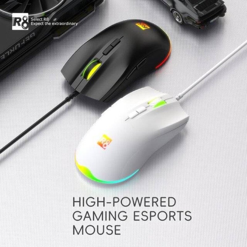 R8 G201 Wired RGB Mouse (White)