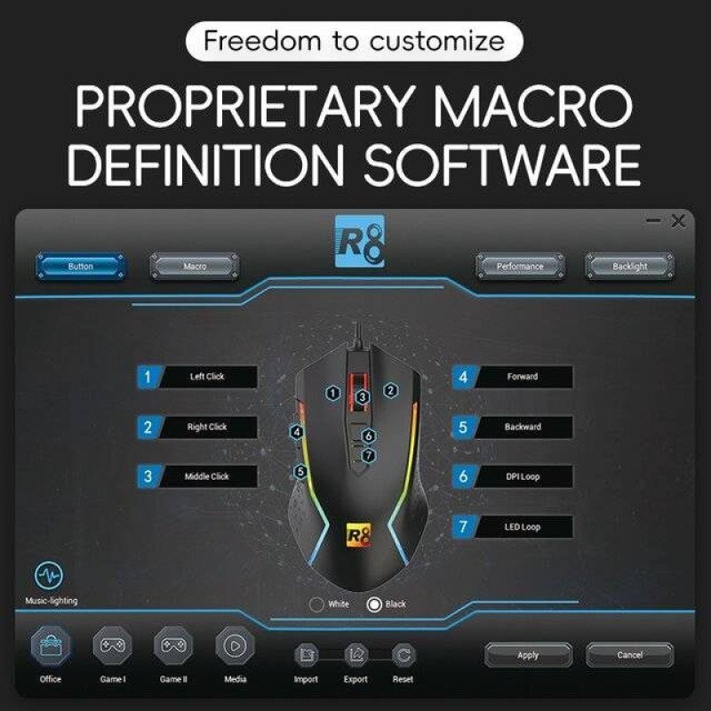 R8 G203 RGB Wired Mouse (Black)