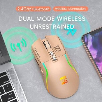 R8 1761 Wireless + Bluetooth Mouse (Pink)