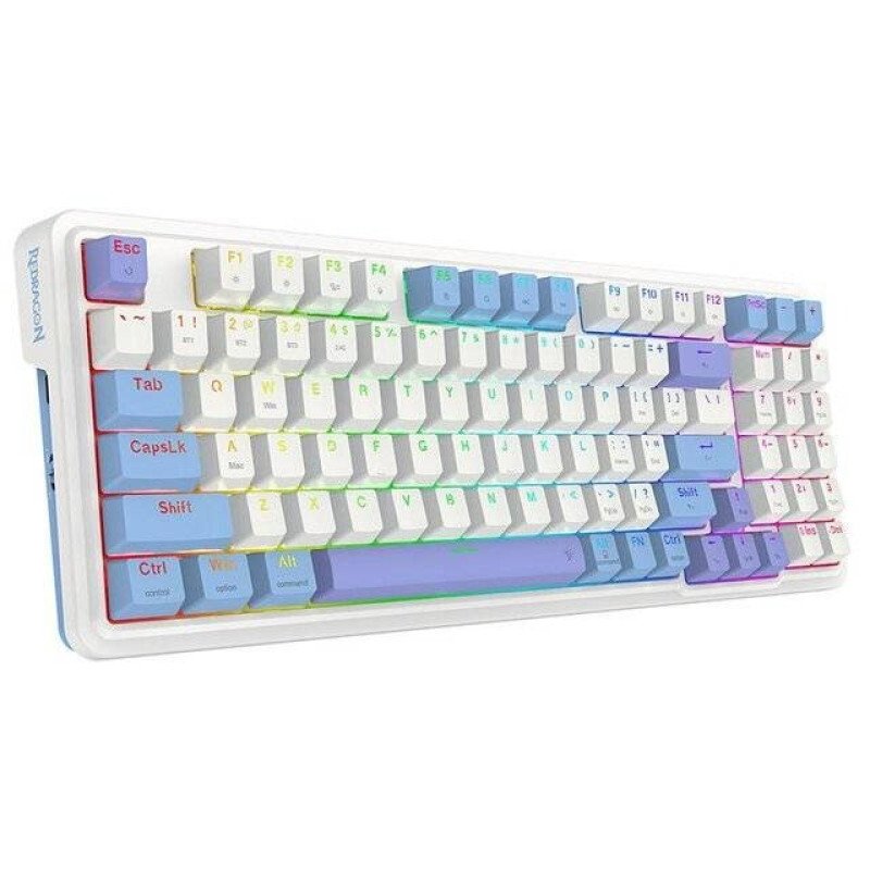 Redragon K664 Gloria RGB Wireless [2.4/BT/USB] Keyboard (White Blue Purple)