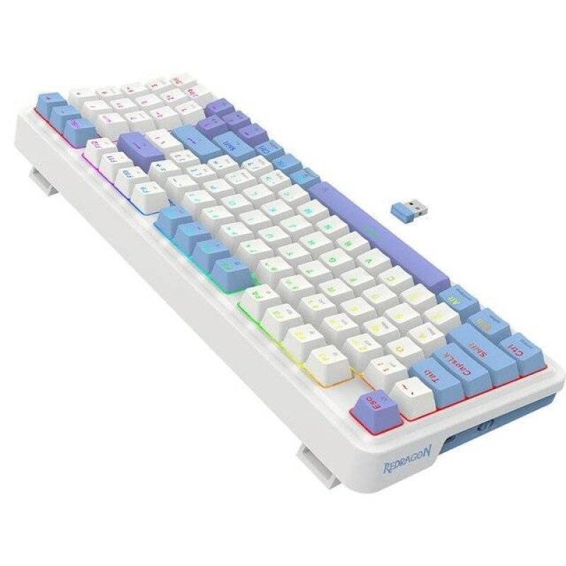 Redragon K664 Gloria RGB Wireless [2.4/BT/USB] Keyboard (White Blue Purple)
