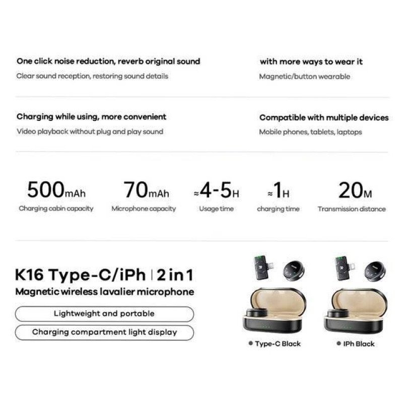 Remax K16 2-IN-1 iPhone Wireless Microphone